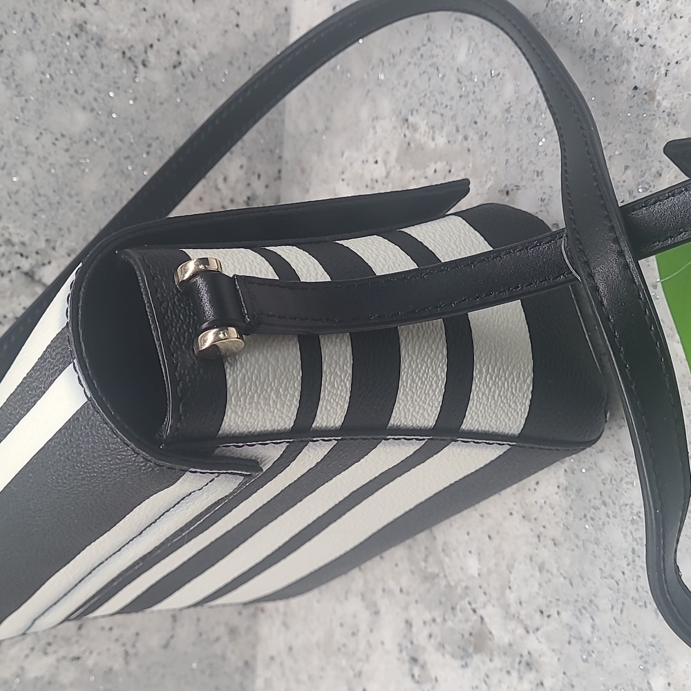 Kate Spade Black and White Striped Crossbody Bag - Picture 7 of 12
